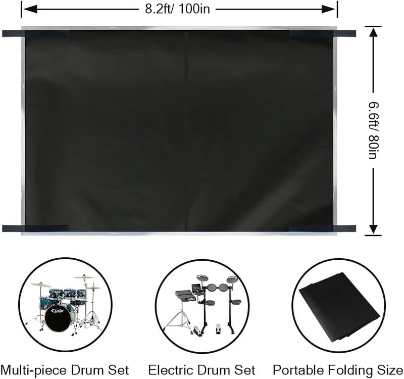 Aucuda Drum Set Covers Waterproof with Fix Strap Compatible with Drum Rug Mat, 8x6.6 ft Large 420D Oxford Cover for Electric Drum Kit, 88 Keys Piano Keyboard, Treadmill, Spinning, Apartment, Garage. - Image 3